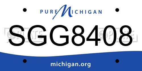 SGG8408 Michigan License Plate