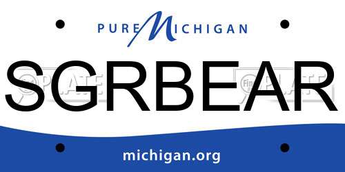 SGRBEAR Michigan License Plate