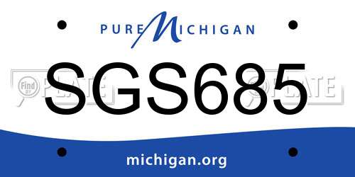 SGS685 Michigan License Plate