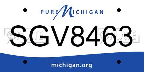 SGV8463 Michigan License Plate