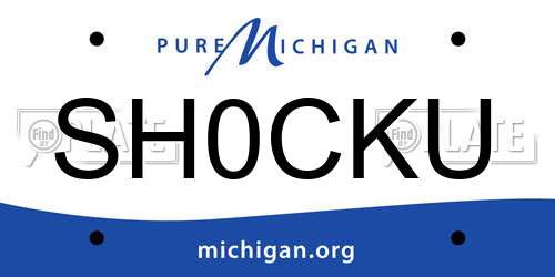 SH0CKU Michigan License Plate