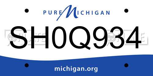 SH0Q934 Michigan License Plate