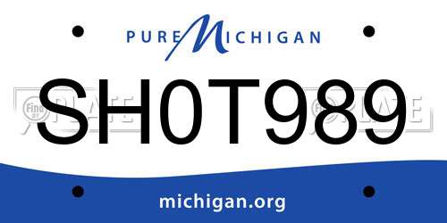 SH0T989 Michigan License Plate