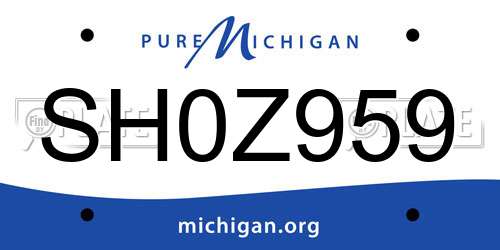 SH0Z959 Michigan License Plate