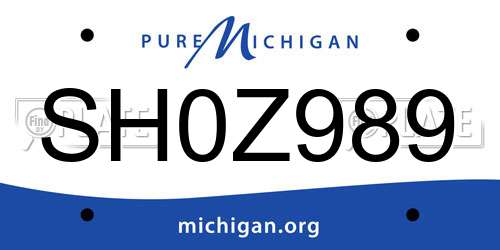 SH0Z989 Michigan License Plate