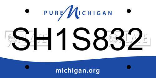 SH1S832 Michigan License Plate