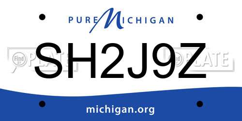 SH2J9Z Michigan License Plate