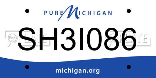 SH3I086 Michigan License Plate