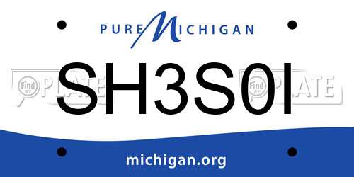 SH3S0I Michigan License Plate