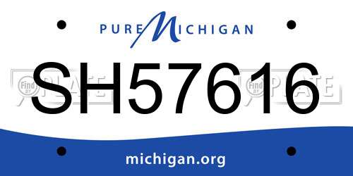 SH57616 Michigan License Plate