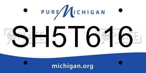SH5T616 Michigan License Plate