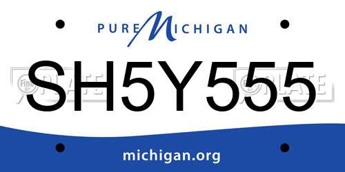 SH5Y555 Michigan License Plate