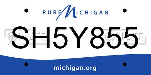 SH5Y855 Michigan License Plate