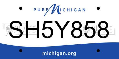 SH5Y858 Michigan License Plate