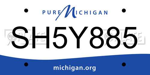 SH5Y885 Michigan License Plate
