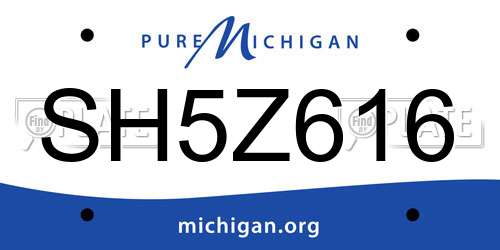 SH5Z616 Michigan License Plate
