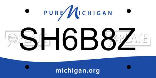 SH6B8Z Michigan License Plate