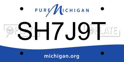 SH7J9T Michigan License Plate