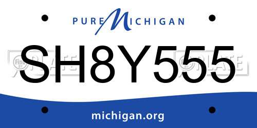 SH8Y555 Michigan License Plate
