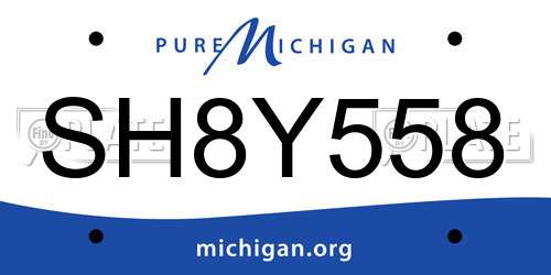 SH8Y558 Michigan License Plate