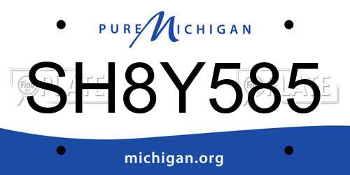 SH8Y585 Michigan License Plate