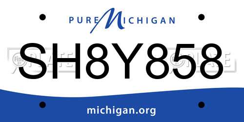 SH8Y858 Michigan License Plate