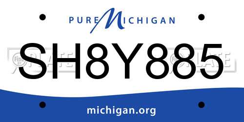 SH8Y885 Michigan License Plate