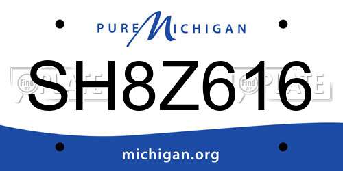 SH8Z616 Michigan License Plate