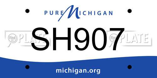 SH907 Michigan License Plate