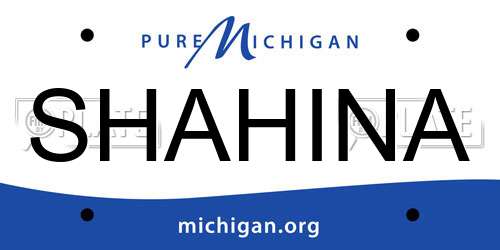 SHAHINA Michigan License Plate