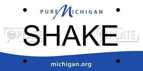 SHAKE Michigan License Plate