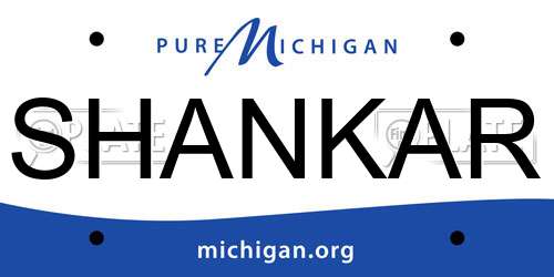 SHANKAR Michigan License Plate