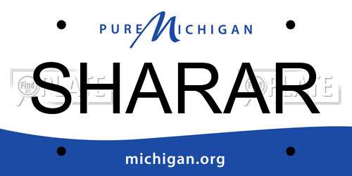 SHARAR Michigan License Plate
