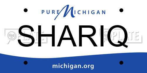 SHARIQ Michigan License Plate