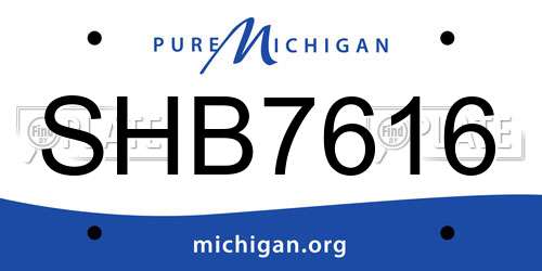SHB7616 Michigan License Plate