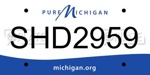 SHD2959 Michigan License Plate