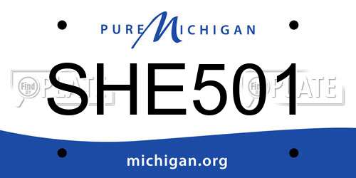 SHE501 Michigan License Plate