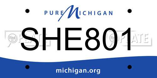 SHE801 Michigan License Plate