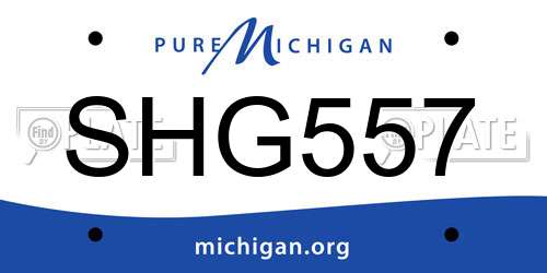 SHG557 Michigan License Plate