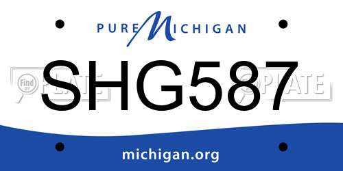 SHG587 Michigan License Plate
