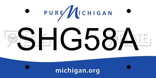 SHG58A Michigan License Plate