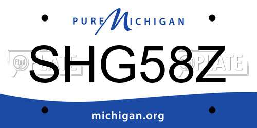 SHG58Z Michigan License Plate