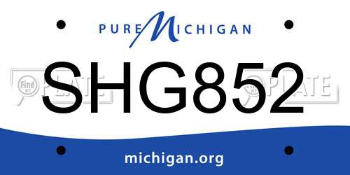 SHG852 Michigan License Plate