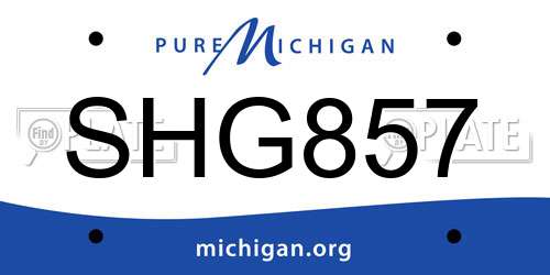 SHG857 Michigan License Plate