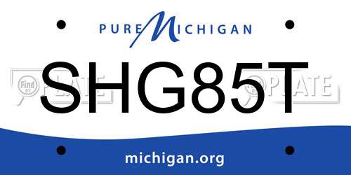SHG85T Michigan License Plate
