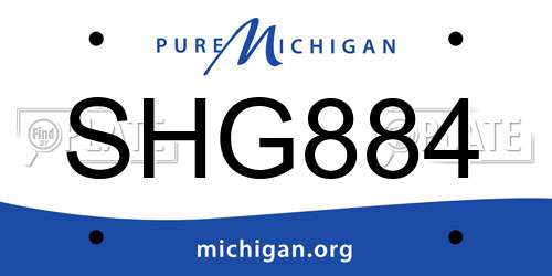 SHG884 Michigan License Plate