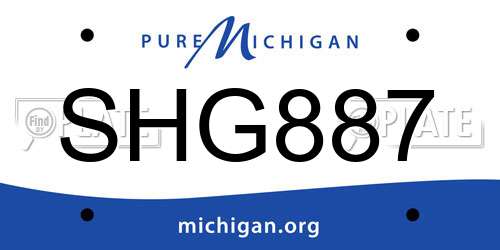 SHG887 Michigan License Plate