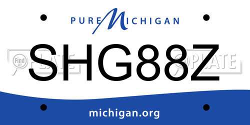 SHG88Z Michigan License Plate