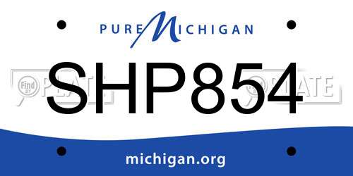 SHP854 Michigan License Plate