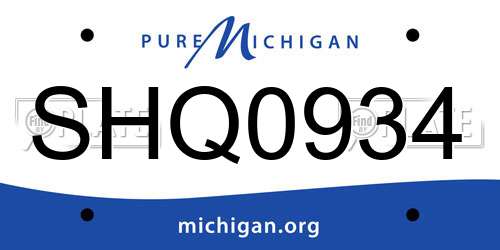 SHQ0934 Michigan License Plate